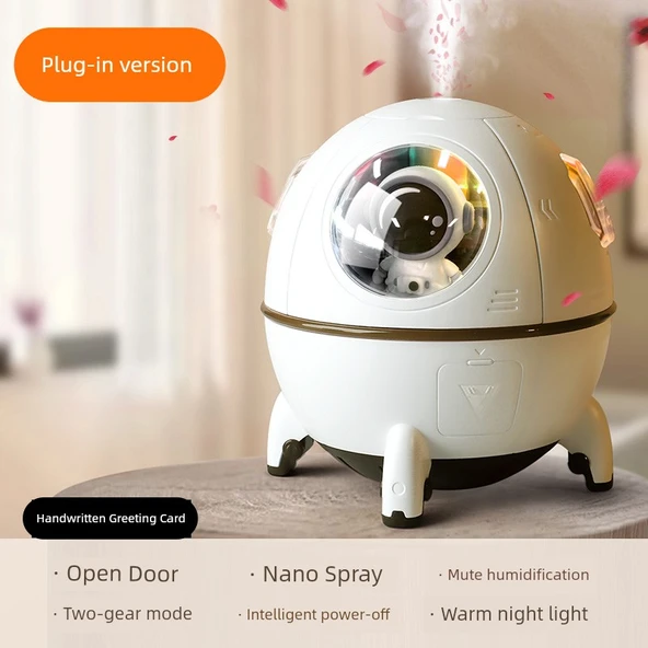 Mini USB Masaüstü Nemlendirici - Beyaz - Uzay Bebekli - Nano Sis
