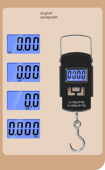 Dijital Asma Terazi - Beyaz Ekran Pil 50kg/10g - 11