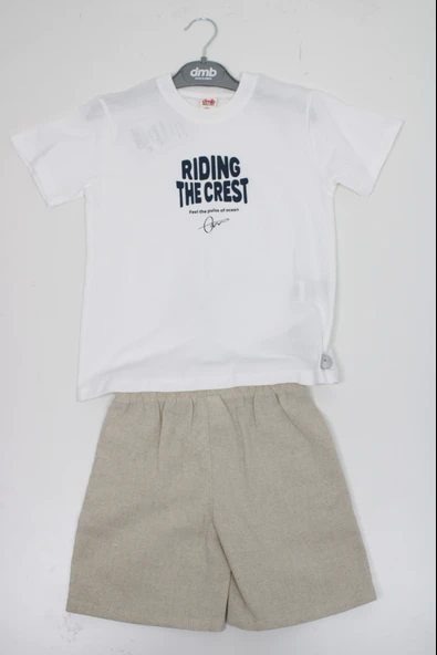 Dmb Erkek Çocuk Keten Şortlu Takım - Resim 2