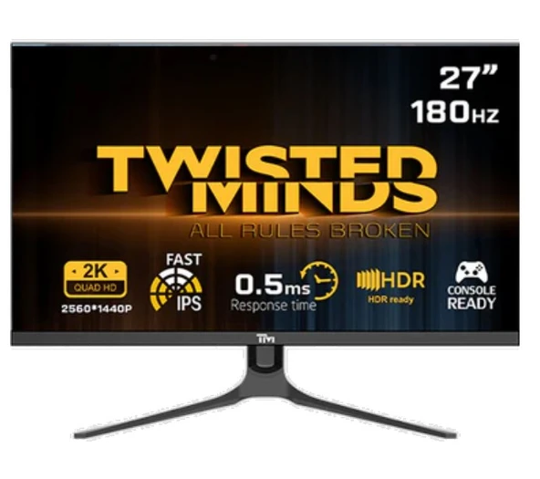 TWISTED MINDS 27" TM27QHD180IPS QHD 2K 180HZ 0,5MS HDMI DP HDR READY FAST IPS RGB GAMING MONİTÖR