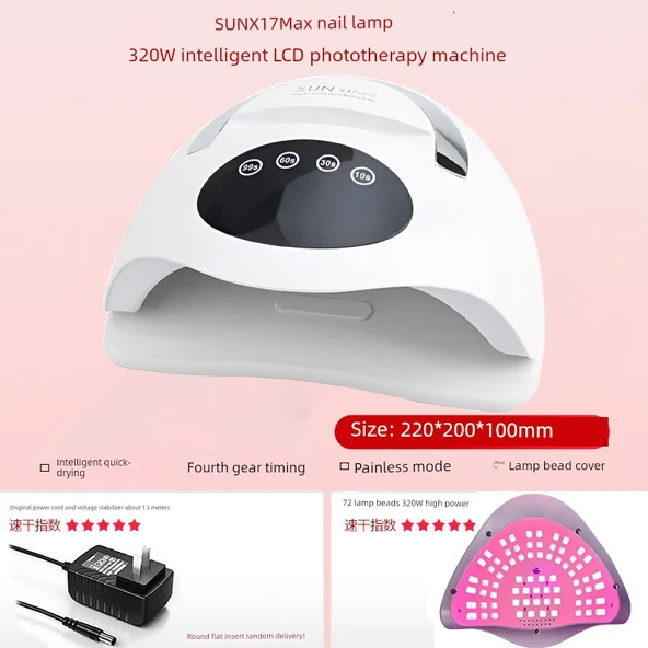 LED Tırnak Lambası - Beyaz - 320W - 72 Işık Boncuğu - Dokunmatik Ekran