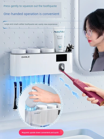 UV Duvara Monte Elektrikli Diş Fırçası Sterilizatörü - Beyaz Altın - 3