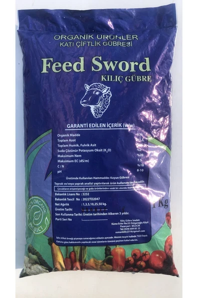 1 Kg Isıl Işlem Görmüş Yanmış Elenmiş Koyun Gübresi Organik Doğal Katı Çiftlik Gübresi