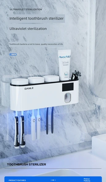 UV Duvara Monte Elektrikli Diş Fırçası Sterilizatörü - Beyaz Altın - 7