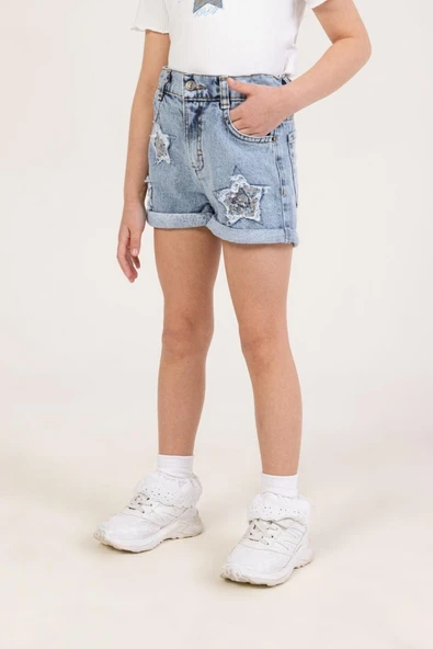 Dmb Kız Yıldızlı Kot Şort ürün görseli