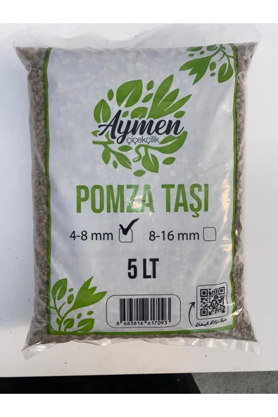 4-8 mm Ponza Taşı - Tarım Pomzası 5 Lt Paket - 5 Litre Volkanik Ponza Taşı