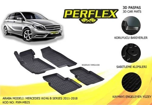 Perflex PXM Pxm-mb25 Havuzlu Paspas 3d X-mat Siyah B-serisi W246 11-17 ürün görseli 1