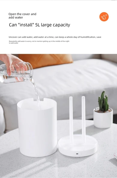 5L Büyük Kapasiteli Çift Sprey USB Nemlendirici - Bayraklı +5 Pamuk Çubuğu - 11