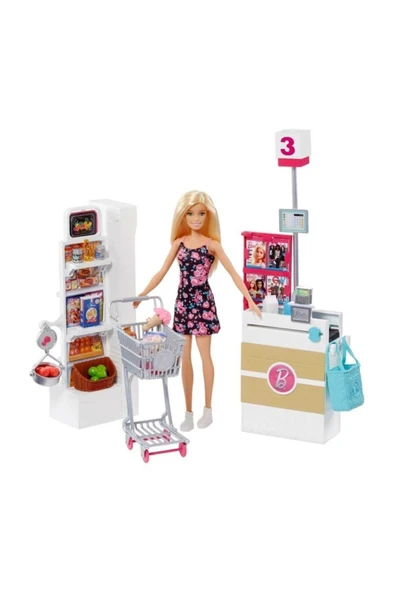 Barbie Süpermarkette Oyun Seti, Alışveriş Sepeti Ve 25'ten Fazla Aksesuar Dahil Frp01 - 2