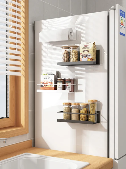 Mıknatıslı Mutfak Rafı - Koruma Raylı - Siyah - Resim 4