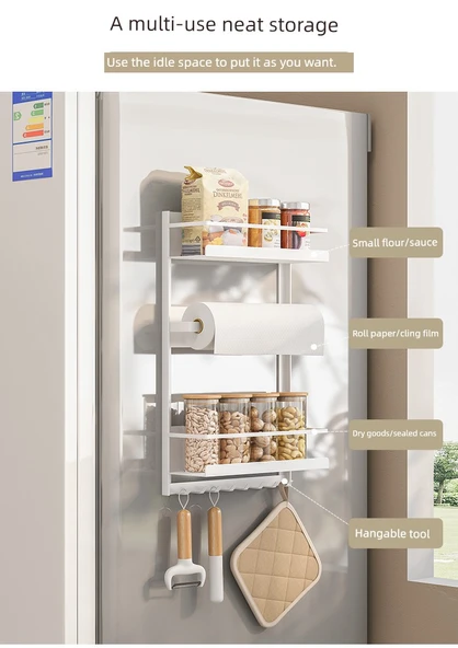 Mıknatıslı Mutfak Rafı - Koruma Raylı - Siyah - Resim 11