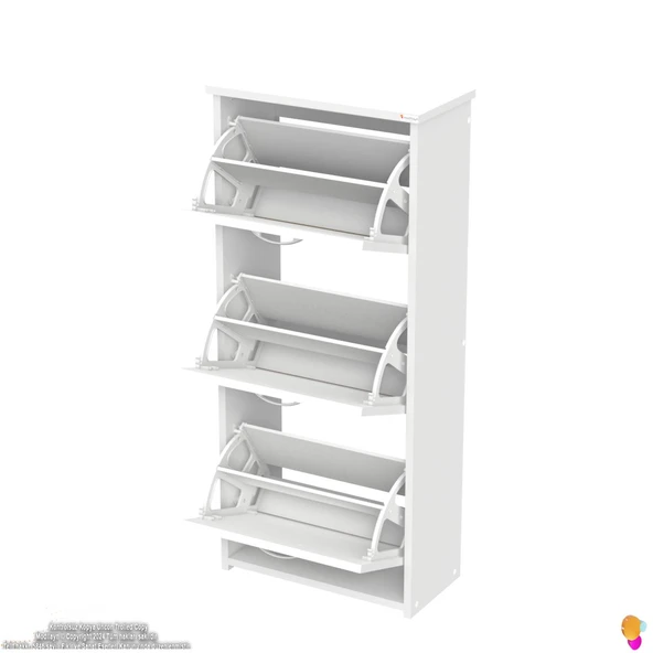 Modilayn WEST Antre 52 x116x26 cm’ lik 3 Düşer Kapak 6 Göz Bölmeli Ayakkabılık - 7