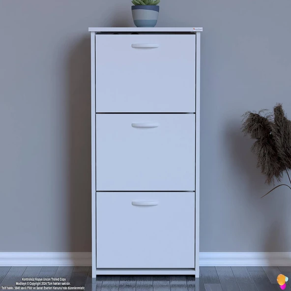Modilayn WEST Antre 52 x116x26 cm’ lik 3 Düşer Kapak 6 Göz Bölmeli Ayakkabılık - 4