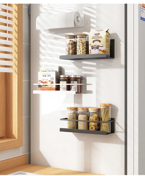 Mıknatıslı Mutfak Rafı - Koruma Raylı - Siyah - Resim 9