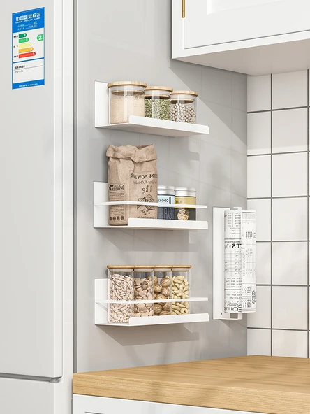 Mıknatıslı Mutfak Rafı - Koruma Raylı - Siyah - Resim 2