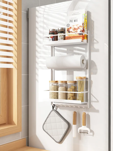 Mıknatıslı Mutfak Rafı - Koruma Raylı - Siyah - Resim 5