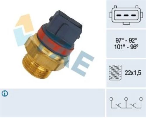 FAE 37930  Radyatör Müşürü 97 92° Partner Berlingo Xud7 Xud9 Saxo Vts 106 Gtı Tu5J4 205 405 106 Saxo Ax Tu5Jp Tud5 Xsara 306 1.8 8V 406 Xsara 2.0 16V