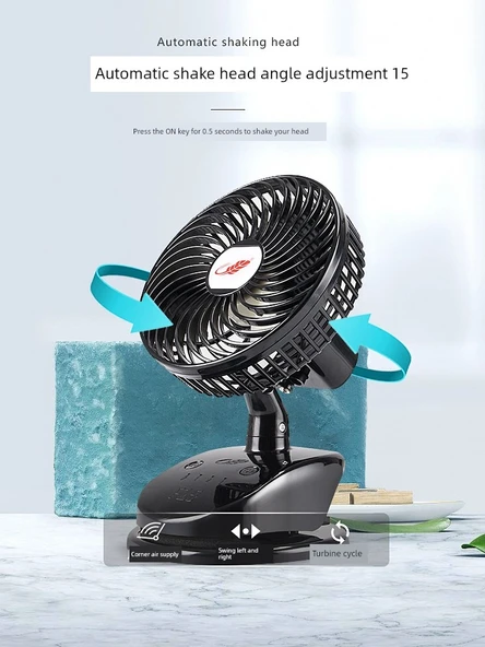 Şarjlı USB Klips Fan - F10S Beyaz (manuel baş) 2200mAh - 3