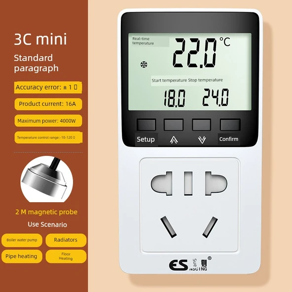 Dijital Termostat - 3C Mini - 16A Priz - 4000W