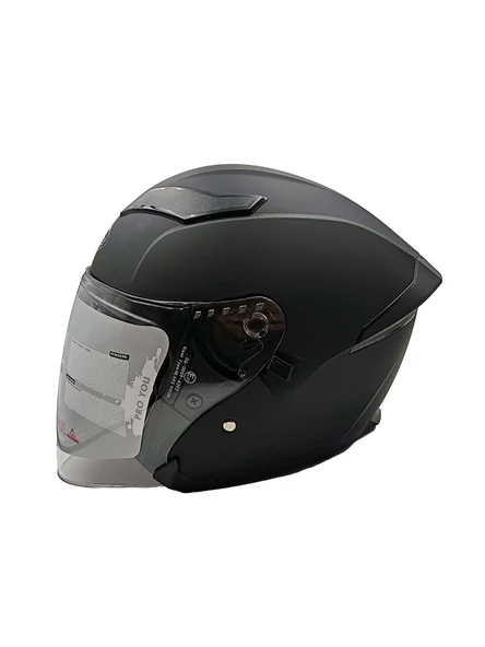 PROYOU YARIM KASK MAT SİYAH (GÜNEŞ VİZÖRLÜ) - Resim 2