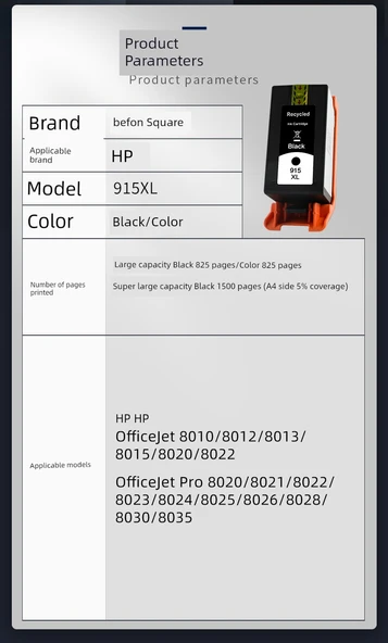 HP 915XL Siyah Mürekkep Kartuşu - 1000 Sayfa Standart Versiyon - 5