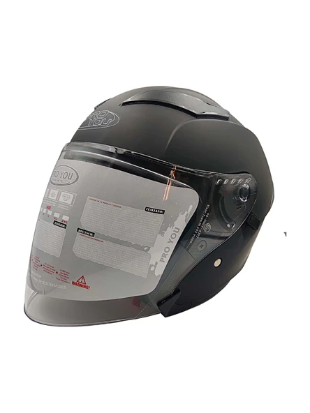 PROYOU YARIM KASK MAT SİYAH (GÜNEŞ VİZÖRLÜ) - Resim 8