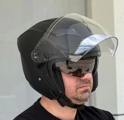 PROYOU YARIM KASK MAT SİYAH (GÜNEŞ VİZÖRLÜ)
