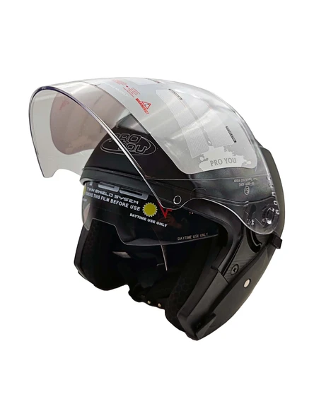 PROYOU YARIM KASK MAT SİYAH (GÜNEŞ VİZÖRLÜ) - Resim 7