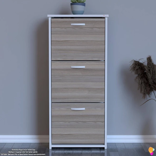 Modilayn WEST Antre 52x116x 26 cm’ lik 3 Düşer Kapak 6 Göz Bölmeli Ayakkabılık - 4