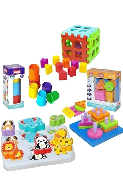 Fırsat Oyuncak Oyuncak Bultak Eğitici Geometri Şekiller Dizayn Kule Neşeli Hayvanlar Zeka Geliştirici Set - Resim 6