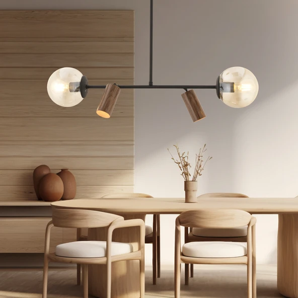 Apliqa Alkan Siyah 4Lü Sarkıt Modern Retro Tasarım Spot Avize ürün görseli