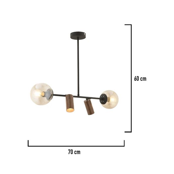 Apliqa Alkan Siyah 4Lü Sarkıt Modern Retro Tasarım Spot Avize - Resim 5