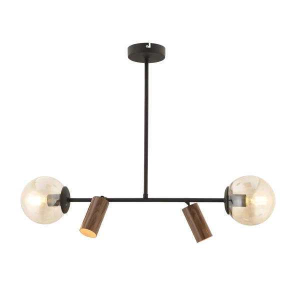 Apliqa Alkan Siyah 4Lü Sarkıt Modern Retro Tasarım Spot Avize - Resim 2