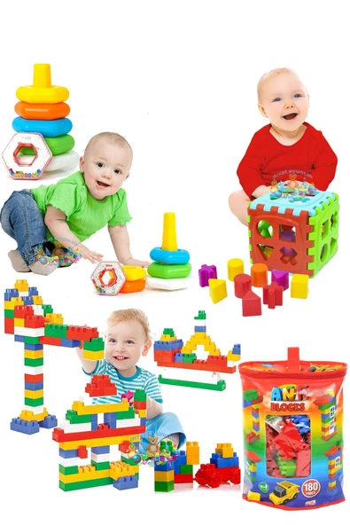 Fırsat Oyuncak Oyuncak Bultak Altıgen Sesli Halkalar 180 Parça Lego Blok Eğitici Zeka Geliştirici Set Eğitici Set