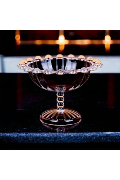 AMİSOS 6 Adet Boncuklu Mika Akrilik Lokumluk Şık Kahve Yanı Sunum Çikolata Lokum Kasesi Şekerlik Sunumluk - 3