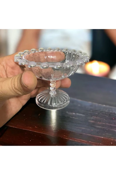 AMİSOS 6 Adet Boncuklu Mika Akrilik Lokumluk Şık Kahve Yanı Sunum Çikolata Lokum Kasesi Şekerlik Sunumluk - 2