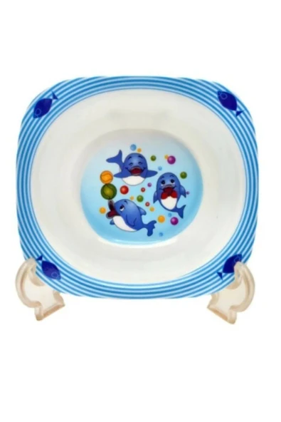 ggs Bebek Mama Tabağı Yunus Formlu 5 Li Set Melamin Kare - 2