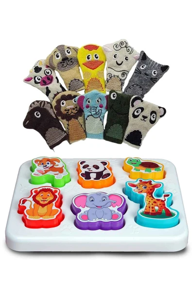 Oruç Oyuncak Eğitici Eğlenceli Neşeli Hayvanlar Bultak 10LU Hayvanlar  Parmak Kukulası ürün görseli