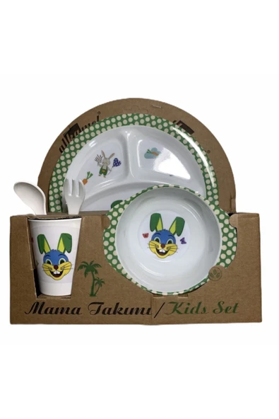 ggs Bebek Mama Tabağı Tavşan Formlu 5 Li Set Melamin Oval