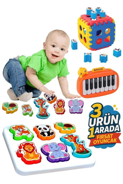 Oruç Oyuncak Aktivite Ördek Işıklı Müzikal Piano Neşeli Dostlar Bultak set - 1