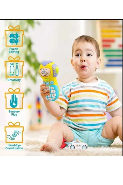 Oruç Oyuncak Oyuncak  Işıklı ve Müzikli Cep Telefonu Sevimli Hayvanlar Bultak Set - Resim 4