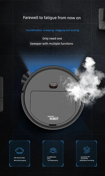 Akıllı Emme Süpürme Mop Robotu - K250A Beyaz 5'ü 1 Arada - Resim 5