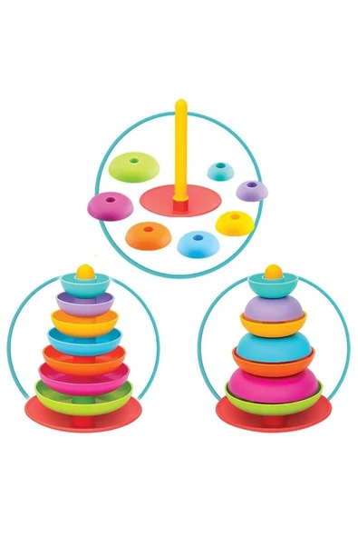 Oruç Oyuncak Bultak Bowling Sallanan Halkalar 80 Parça  Blok Eğitici Zeka Geliştirici Set Eğitici Set - Resim 3