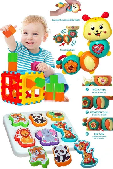 Oruç Oyuncak Oyuncak Işıklı ve Müzikli Tırtıl Bebek Piyanosu Sevimli Hayvanlar Bultak Set ürün görseli