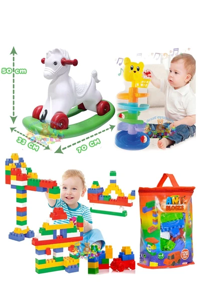 Fırsat Oyuncak Oyuncak Sallanan At Kaydıraklı Top Kulesi Oyunu 120 Parça Lego Blok Set ürün görseli