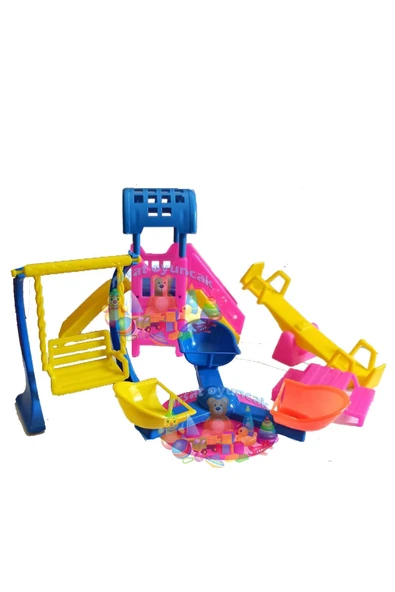 Fırsat Oyuncak Oyuncak Luna Park Kaydırak Tahterevalli Salıncak Dönme Dolap Ve 4 Adet Parmak Bebek Set - 2