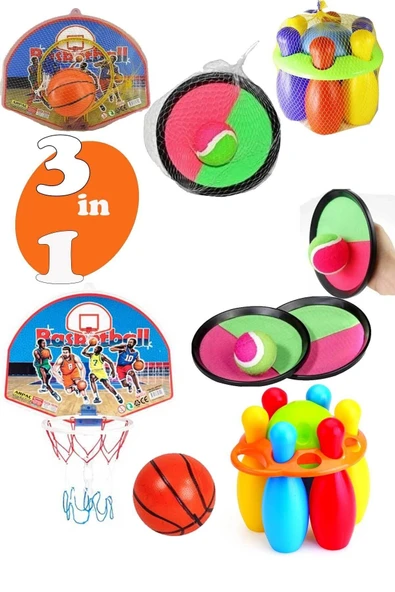 Fırsat Oyuncak Basketbol Potası Çocuk Oyuncakları Oyuncak Bowling Ve At Yakala 3 Lü Set ürün görseli
