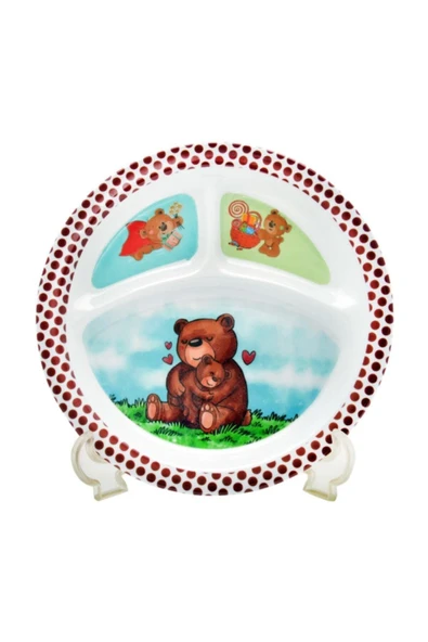 Alkamel Bebek Mama Tabağı Ayıcıklı Formlu 5 Li Set Melamin Kare - 2