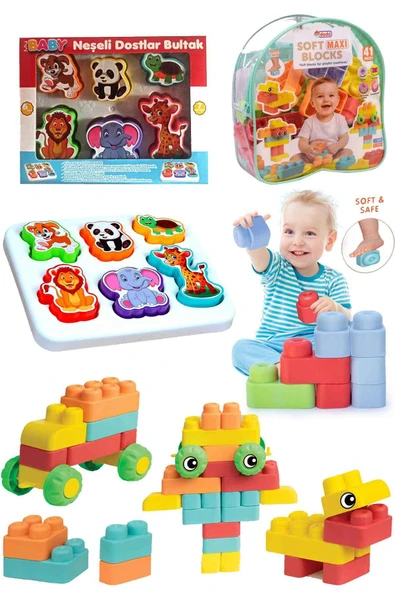 Oruç Oyuncak Eğitici oyuncak Sevimli Hayvanlar Bultak Soft Maxi Bloklar 41 Parça Çantalı Set ürün görseli