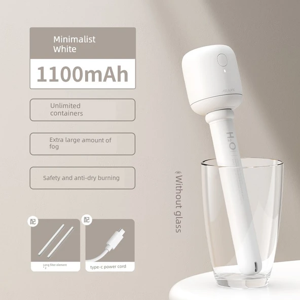 USB Işık Sesli Araç Yoğun Sis Nemlendirici - Beyaz - 1100mA + 2 Filtre Elemanı